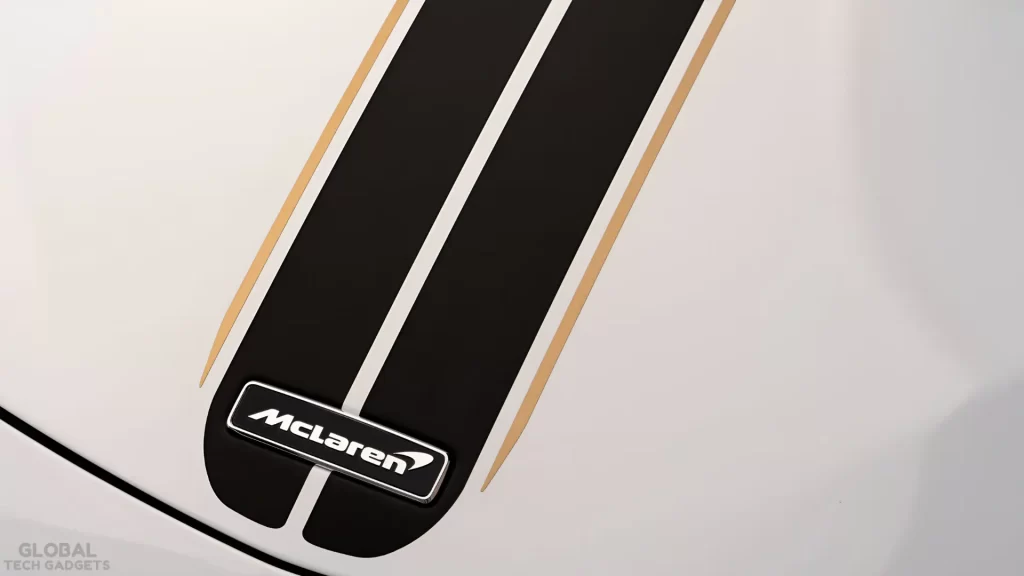 McLaren 600lt spider pikes peak collection matte black vinyl stripes on White Gold Color