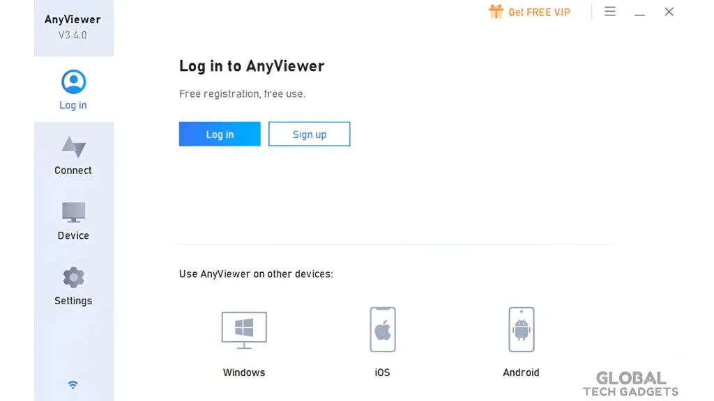 AnyViewer Pro Review 6 Log In Tab on AnyViewer Dashboard